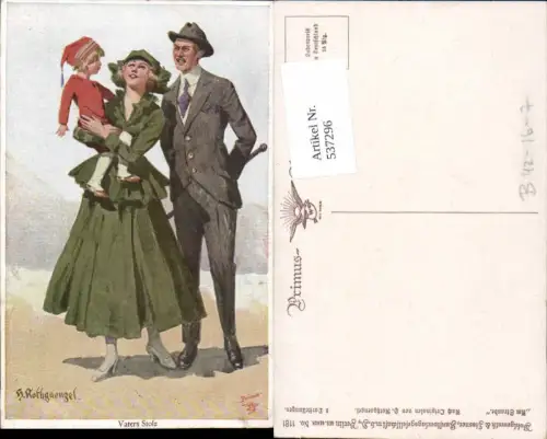 537296,tolle Künstler AK H. Rothgaengel Familie Mann Anzug Kind pub Primus 1181