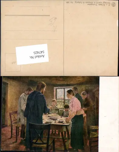 547425,Künstler AK F. v. Uhde Tischgebet Gebet Religion Jesus b. Bauern