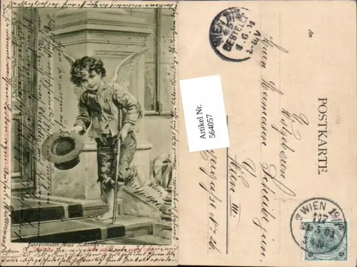 564057,tolle Künstler AK Jugendstil F. Doubek Junge als Engel Spende Rotes Kreuz Ackermann 805
