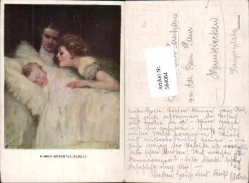 564084,tolle Künstler AK Jugendstil Clarence F. Underwood Kind Eltern Munk Vienne 742 F