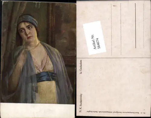 564674,Künstler AK N. K. Bodarevsky In Gedanken Erotik Frau Haarschmuck