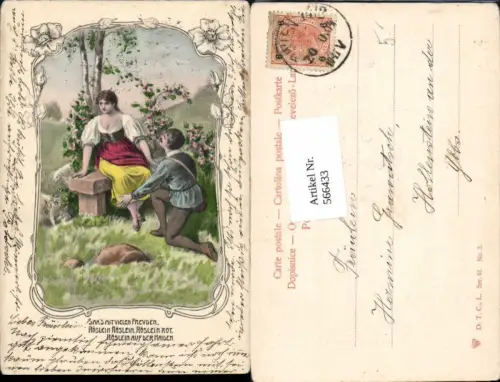 566433,Künstler AK Röslein auf der Weiden Liebe Patriotik pub Dr. Trenkler 61-3