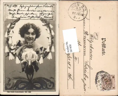 567450,Foto-AK Jugendstil Frau Portrait Art Nouveau Fotomontage pub Schmidt Dresden