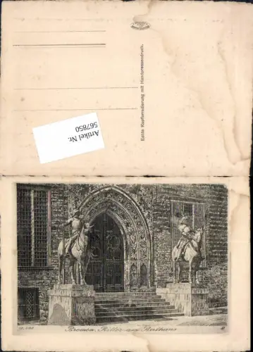567850,Künstler AK Radierung Bremen Ritter am Rathaus
