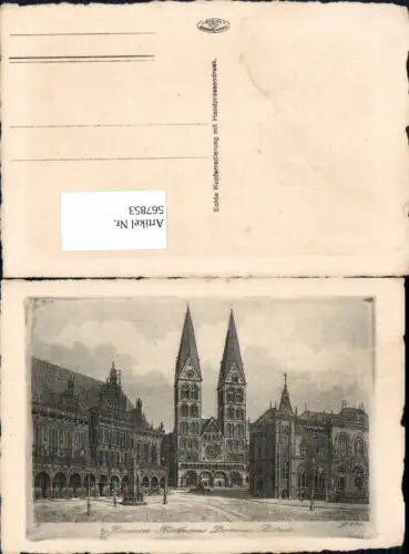 567853,Künstler AK Radierung Bremen Rathaus