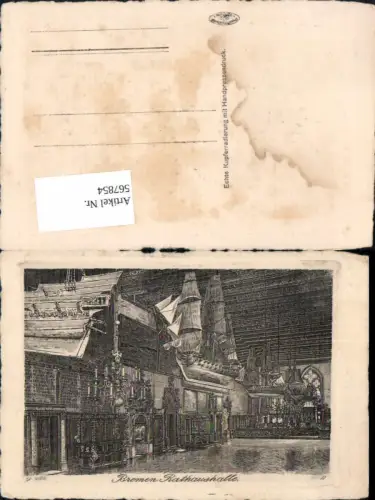 567854,Künstler AK Radierung Bremen Rathaus halle