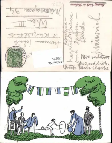 570275,tolle Lithographie Art Deco Jugendstil Lustig Volk in Hellerau Dresden