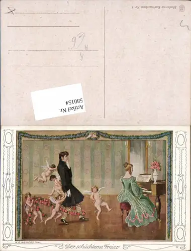 580154,Künstler AK H. G. Weineiss Klavier Frau Engel Amor Liebe