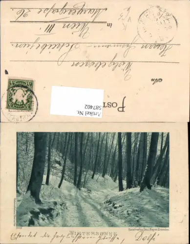 587402,Künstler AK Wintersonne Waldweg Wald Bäume pub Paul Bayer Dresden