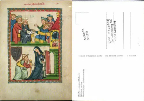 591998,Miniatur Mittelalter Meister Johannes Hadloub