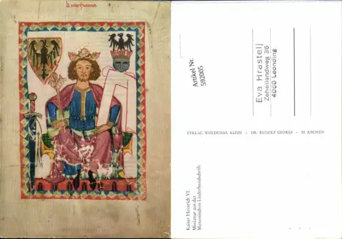 592005,Miniatur Mittelalter Kaiser Heinrich VI.