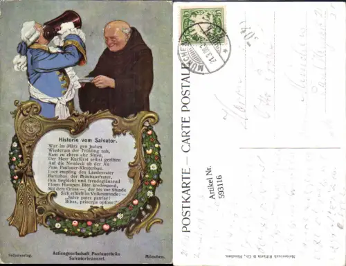593116,Moser H. Bier Historie vom Salvator Reklame Paulanerbräu München Brauerei
