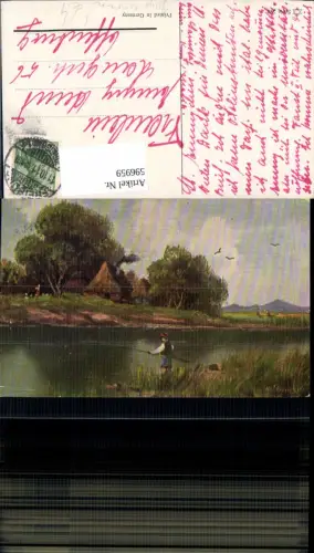 596959,Künstler Ak Hugo Lissmann Fischer Angeln Landschaft