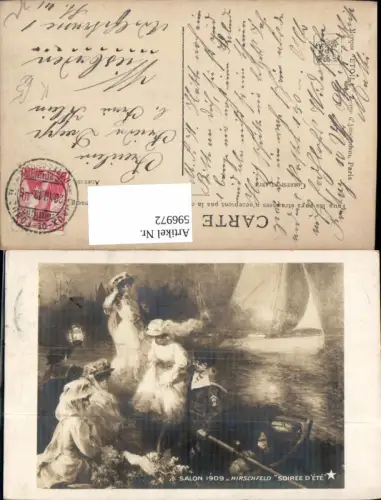596972,Künstler Ak Hirschfeld Soiree d Ete Matrosen Frauen Segelboot