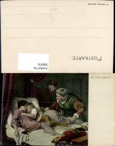 596976,Künstler Ak Die Söhne Eduards Kinder Rosenkranz a. Bett liegend Tod