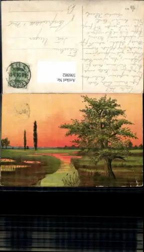 596982,Künstler Ak Landschaft Abendrot