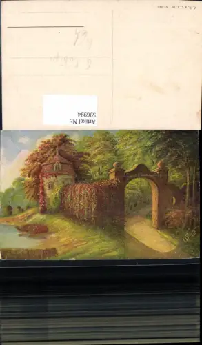 596994,Künstler Ak G. Fiebiger Schloss Torbogen Tor Landschaft