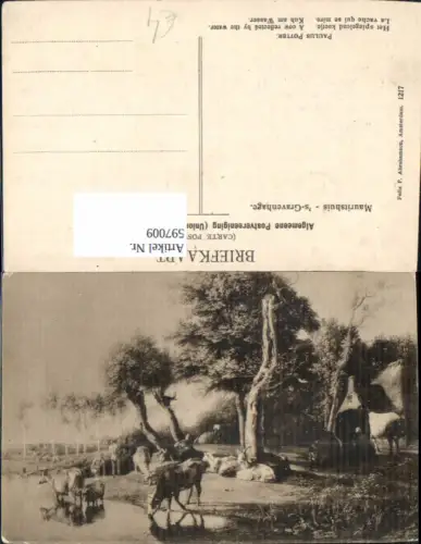 597009,Künstler Ak Paulus Potter Kuh a. Wasser Rinder