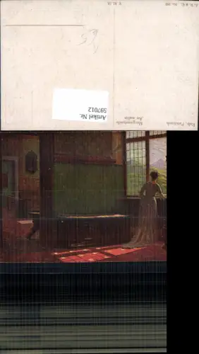 597012,Künstler Ak Rob. Panitzsch Morgenstunde Frau a. Fenster