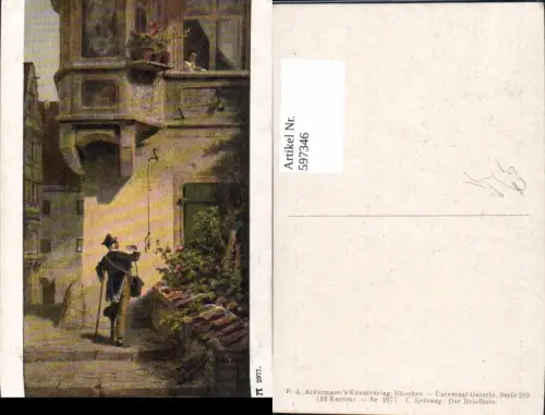 597346,Künstler Ak C. Spitzweg Der Briefbote Post Postwesen pub F. A. Ackermann 289euro2977