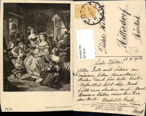 597414,Künstler Ak Schillers Glocke Lieglich i. d. Bräute Locken pub F. A. Ackermann 127euro1569