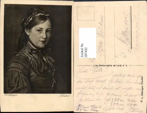 597432,Künstler Ak F. v. Defregger Nanderl Frau Portrait