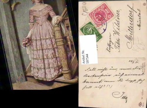 597544,Künstler Ak W. Görms Rose Marie Rose-Marie Frau m. Blumenstrauß Kleid