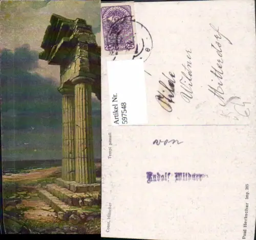 597548,Künstler Ak Const. Hölscher Tempi passati Tempel Ruine Küste pub Paul Heckscher 265