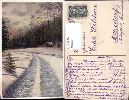 597553,Künstler Ak Willy Straka Winter L hiver Winterlandschaft