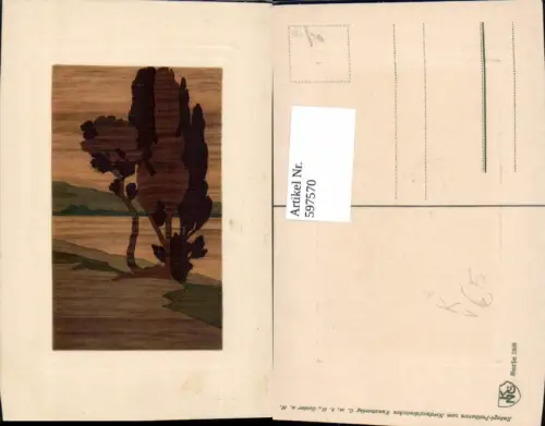 597570,Künstler Ak Baum Bäume Landschaft Passepartout pub Enkage 1308