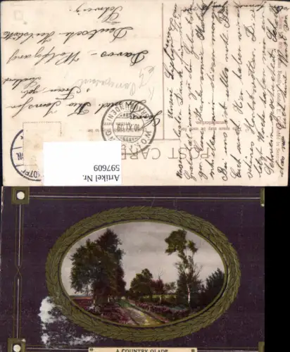 597609,Künstler Ak A Country Glade Allee Straße Landschaft Passepartout