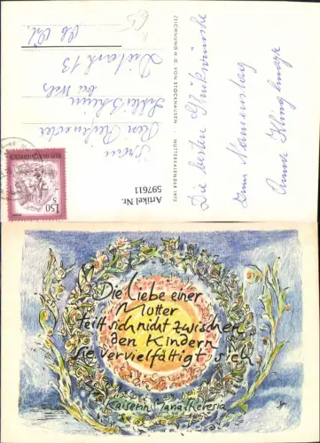 597611,Künstler Ak H. G. Von Stockhausen Spruch Maria Theresia Die Liebe einer Mutter Blumen