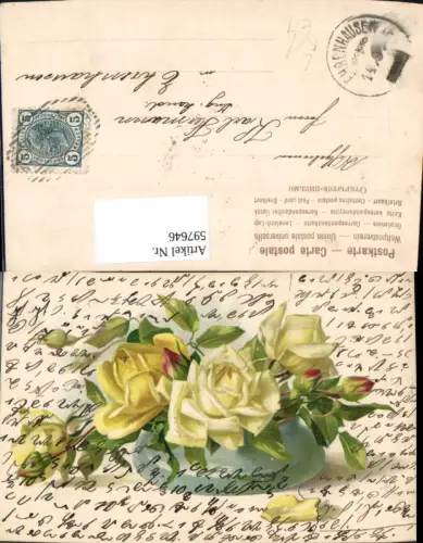 597646,Künstler Litho Schale m. Gelben Rosen Blumen