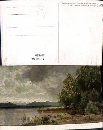 597650,Künstler Ak F. Halberg-Krauss Gewitterstimmung See Landschaft