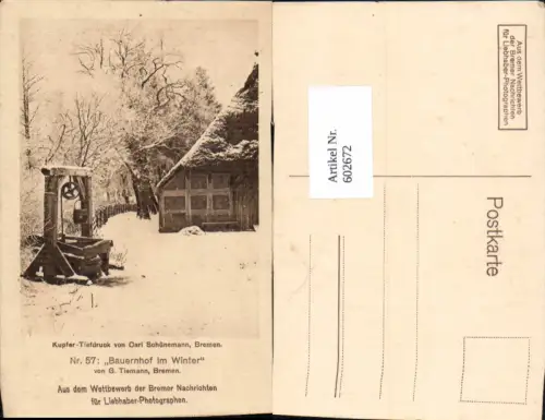 G. Tiemann Bremen Bauernhof im Winter Wettbewerb d. Bremer Nachrichten für Liebhaber-Fotografen