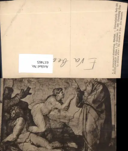 617465,Künstler Ak Michelangelo Sixtina Erschaffung Eva pub F. A. Ackermann 2684