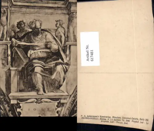 617481,Künstler Ak Michelangelo Sixtina Prophet Joel pub F. A. Ackermann 2690