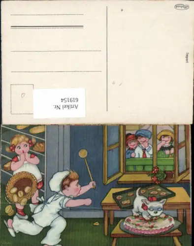 619154,Künstler AK Margret Boriss Bäcker Zuckerbäcker Katze Humor