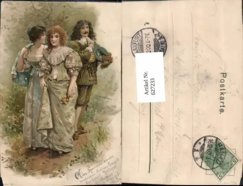 627233,Künstler Litho Mann u. Frauen Liebe Eifersucht