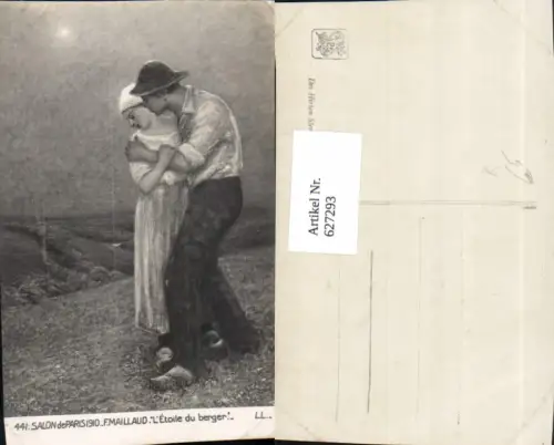 627293,Künstler Ak F. Maillaud L Etoile du berger Paar Kuss