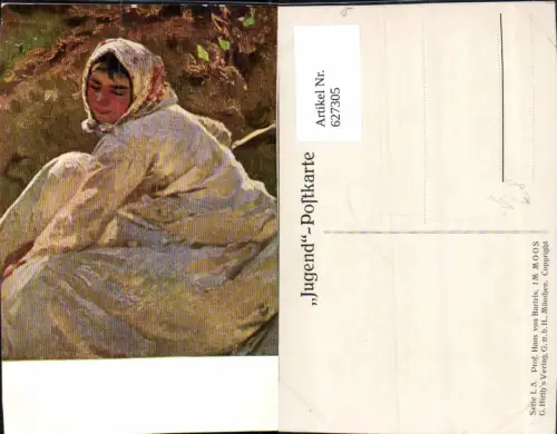 627305,Künstler Ak Hans v. Bartels Im Moos Frau pub Jugend Postkarte 1euro3