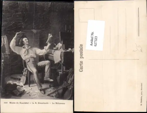 627323,Künstler Ak L. A. Grosclaude Le Melomane Mann Musiker Gitarre Piano Noten Lesen