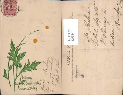 627384,Präge Litho Blumen Margeriten Inspire les Sentiments les plus purs