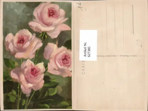 627385,Künstler Ak Rosa Rosen Blumen Blüten