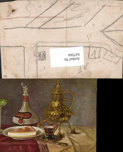 627564,Künstler Ak M. O. Büser Stillleben Kaffee Kuchen Essen