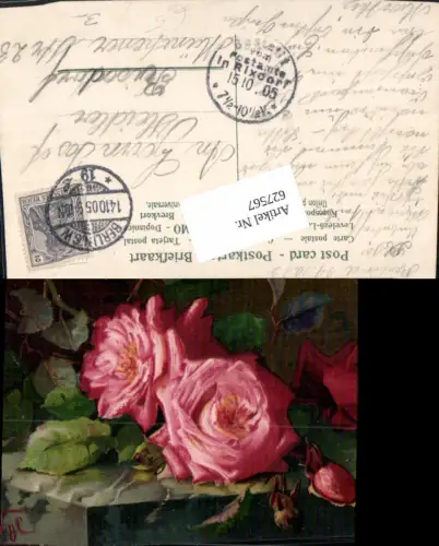 627567,Künstler Ak M. Nyl Rosa Rosen Blumen