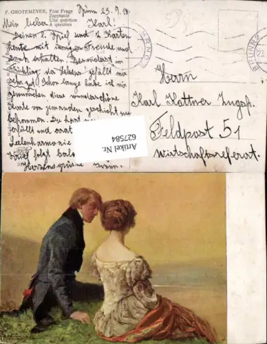 627584,Künstler Ak F. Grotenmeyer Fine Frage A question Paar
