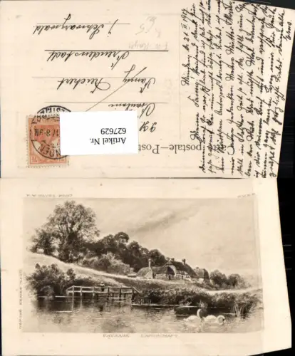 627629,Künstler Ak F. W. Hayes Paysage Landschaft Schwan Schwäne