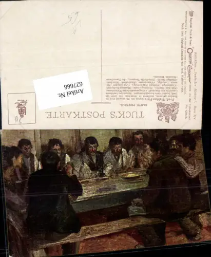 627666,Künstler Ak Prof. Walther Firle In der Volksküche Männer Essen pub Raphael Tuck Sons 1214B