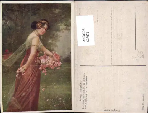 628072,Künstler Ak Blumen d. Glückes Frau Haarschmuck